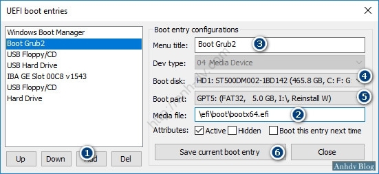 Boot Grub2 UEFI từ ổ cứng