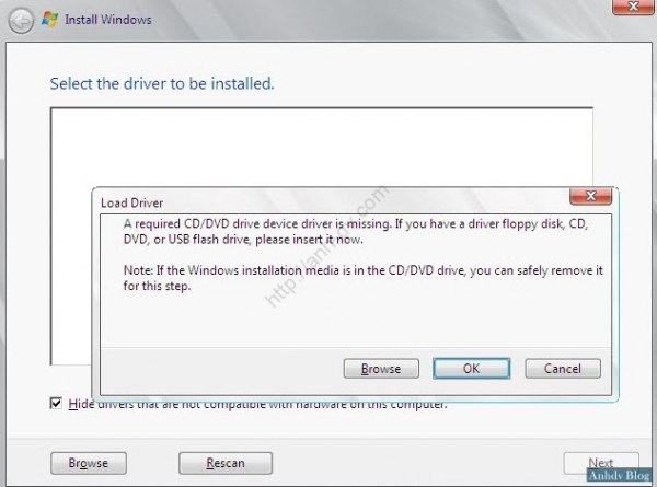 Lỗi cài đặt windows do thiếu driver USB 3.0