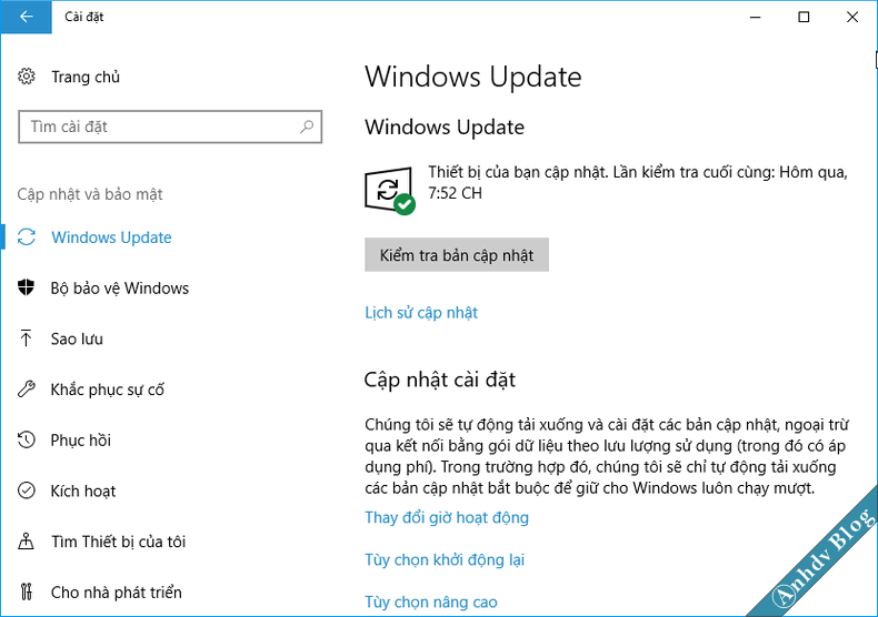 Làm chủ Windows Update Windows 10 Creator 1
