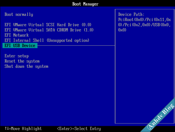 Sử dụng máy ảo VMware boot USB UEFI