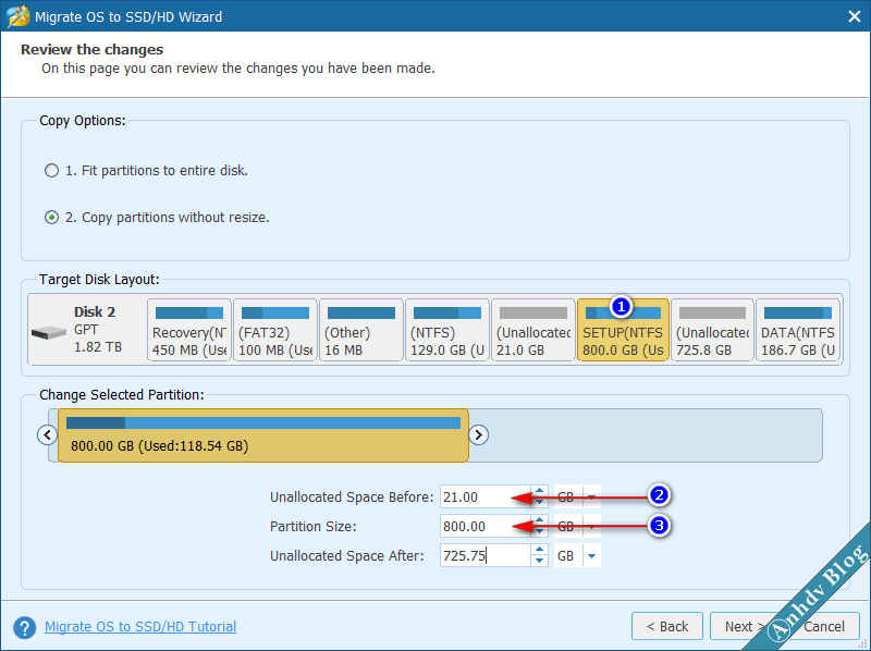 Thay đổi kích thước phân vùng khi chuyển Windows bằng Partition Wizard 1