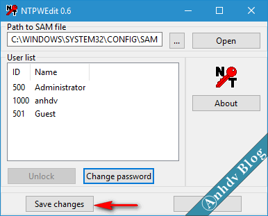 Reset mật khẩu Windows bằng NTPWEdit 3