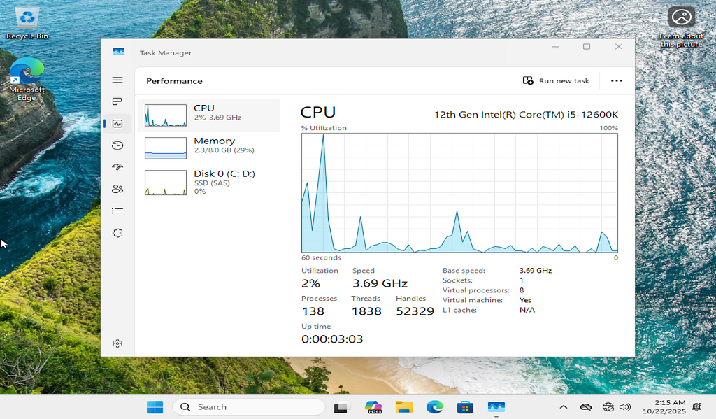 Windows11 pro 25h2 goc task manager